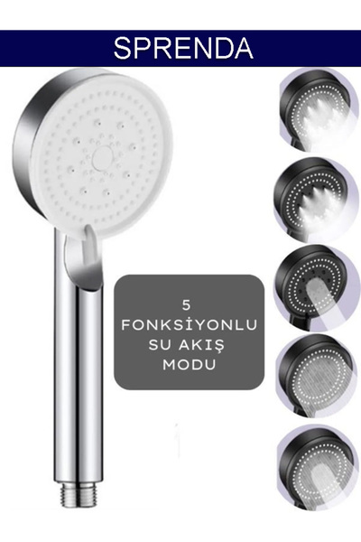 Chrome High Pressure Adjustable Shower Head with 5 Functions