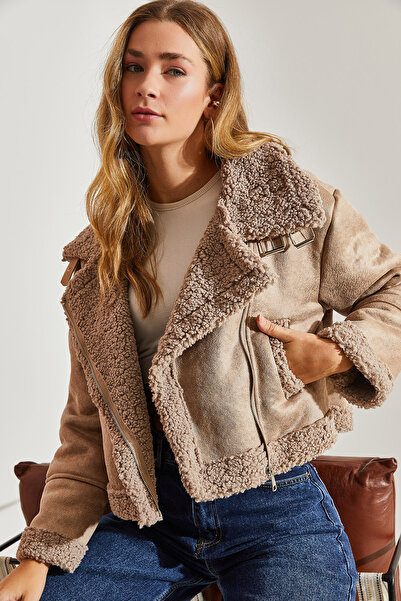 Bianco Lucci Γυναικείο παλτό Antique Suede Laminated