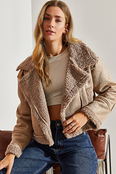 Bianco Lucci Γυναικείο παλτό Antique Suede Laminated