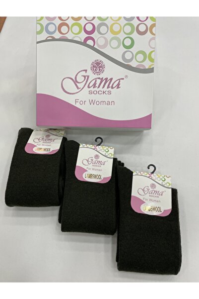 Gama Çorap 3 Pieces Genuine Lamb Wool Long Below the Knee Thick Winter Women's Socks