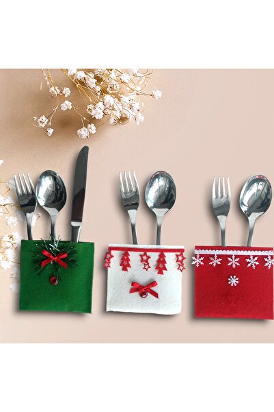 ATELIER EXQUISITE Yılbaşı Set Figürlü 6 Adet Kaşık Çatallık