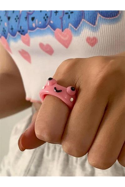 Planet Butik Pink Frog Ring