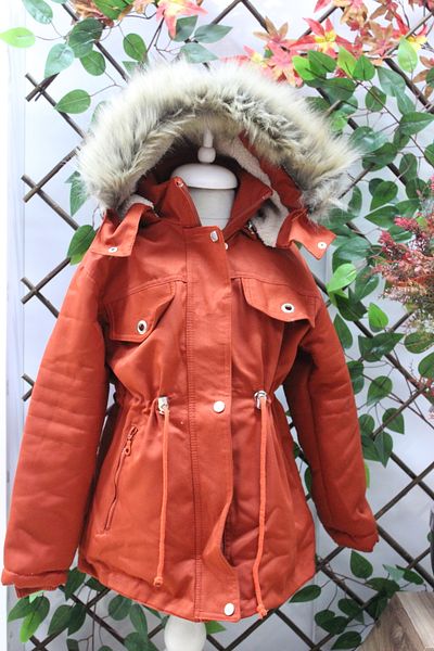 mikam UNISEX WINTER CANVAS FABRIC FUR INSIDE OXFORD CHILDREN'S COAT COAT