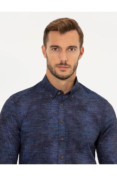Pierre Cardin Мъжка спортна риза PIERRE CARDIN SLIMMFIT G021SZ004.000.1565427 MELANGE 033 Тъмносин
