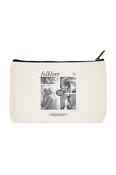 designedfy حقيبة مكياج من القماش المطبوع من تايلور سويفت فولكلور 08، وحامل أق...