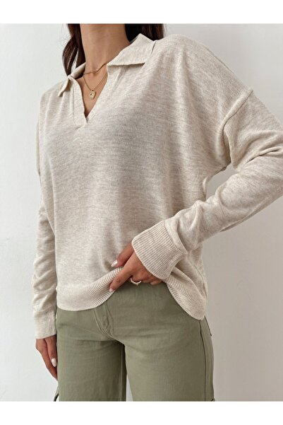 Laluvia Stone Polo Neck Knitwear Sweater