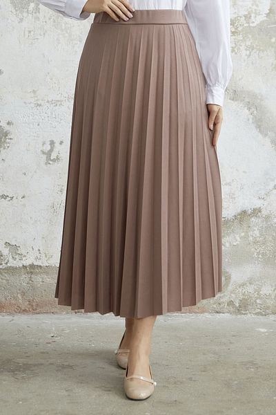 InStyle Fustă plisată cu elastic în talie Luisa - Maro Lăptos