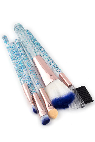 Tikatti Boxed Glittering 5 Pieces Makeup Brush Set Blue