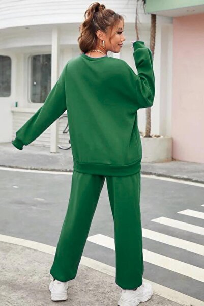 C&C OKULCUNUZ Store Green California Tennis Design Σετ φόρμας με στάμπα μεγάλου μεγέθους 3 κλωστών