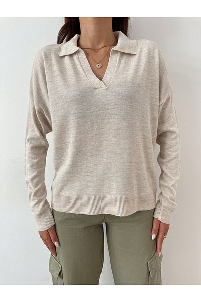 Laluvia Stone Polo Neck Knitwear Sweater