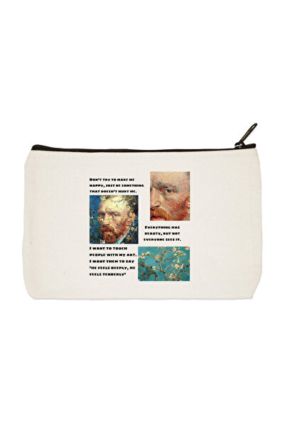 designedfy Чанта за грим, моливи, чанта от плат с щампа на Ван Гог