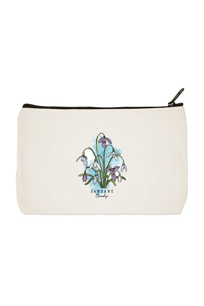 designedfy Sunflower January Printed υφασμάτινη τσάντα μακιγιάζ, θήκη για στυλό, τσάντα χειρός