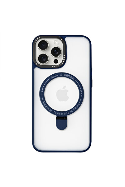 Casen Iphone 13 Pro Magsafe Kablosuz Şarj Standlı Lacivert Çerçeveli Renkli K...