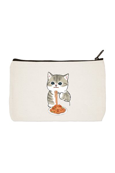 designedfy Τσάντα μακιγιάζ με στάμπα Macaroni Cat, θήκη για στυλό, τσάντα, πορτοφόλι