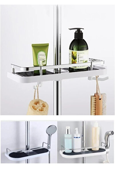 Elite Avm Banyo Direğine Asılabilir Köşelik Şampuanlık Sabunluk Çift Askılı D...