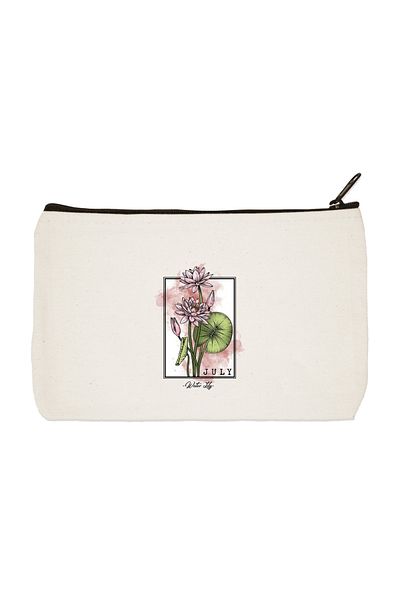 designedfy Sunflower July Printed υφασμάτινη τσάντα μακιγιάζ, θήκη για στυλό, τσάντα