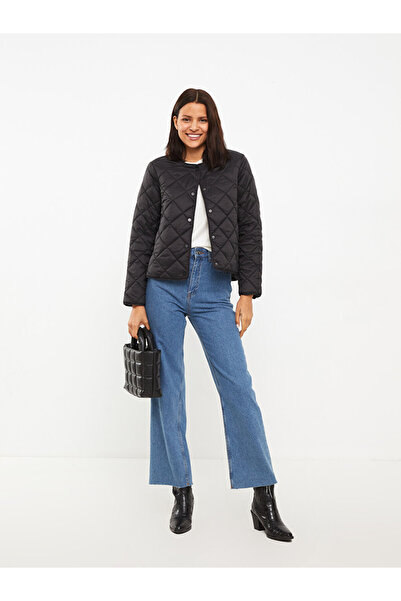 LC Waikiki Bisiklet Yaka Kapitone Desenli Uzun Kollu Kadın Şişme Mont