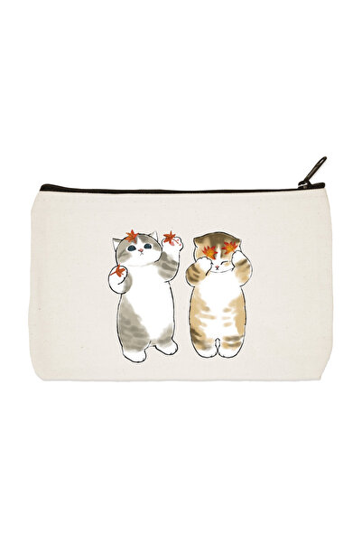 designedfy حقيبة مكياج من القماش مطبوع عليها قطط مرحة، حامل أقلام، حقيبة يد، ...