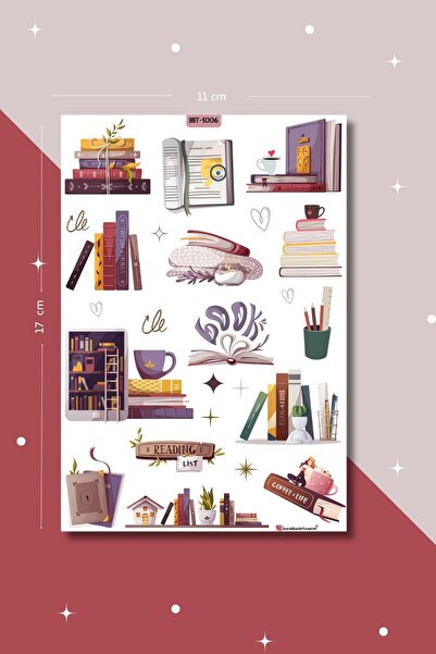 Burak Baskı Tasarım Kahve Ve Kitap Temalı Sticker Seti Ajanda Planlayıcı Bull...