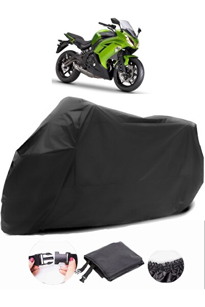 AutoEN Kawasaki ER-6F Black Motorcycle Tarpaulin Waterproof Durable Fabric