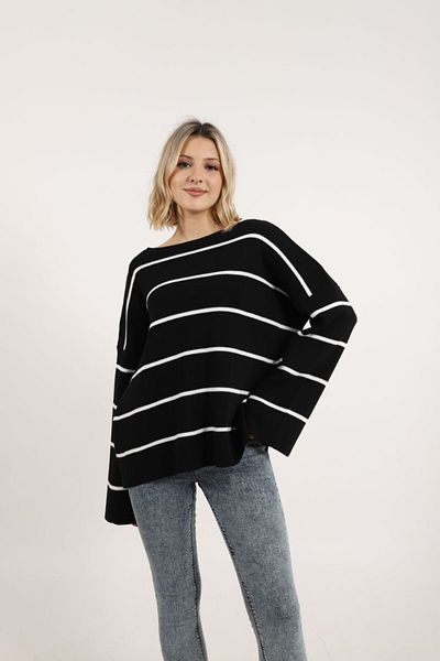 ÇEÇİM Pulover tricotat pentru femei, cu dungi, cu dungi ZYN-58554
