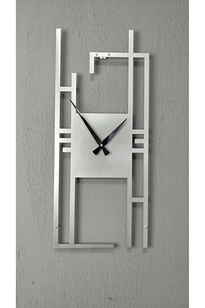 Gowpenart Carisma Metal Silver/Gümüş Dikdörtgen Duvar Saati - Ev/Ofis Saati -...