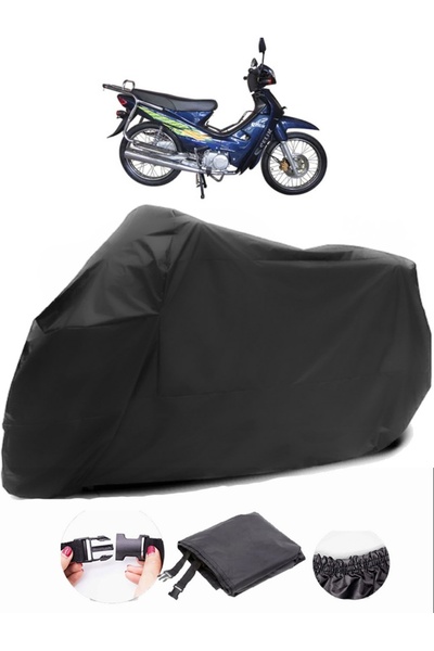 AutoEN Steel Motor Cup 110 Black Motorcycle Tarpaulin Waterproof Durable Fabric