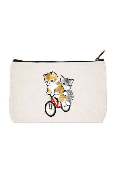 designedfy Ποδηλασία Cats Printed υφασμάτινη τσάντα μακιγιάζ, θήκη για στυλό, τσάντα, πορτοφόλι