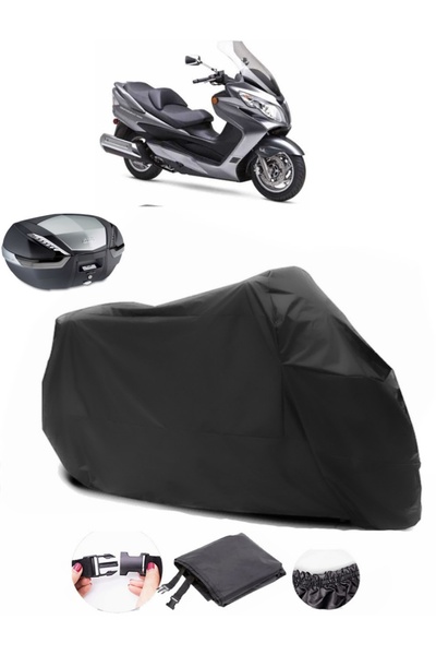 AutoEN Suzuki Burgman AN 400 Rear Bag Compatible Black Motorcycle Tarpaulin W...