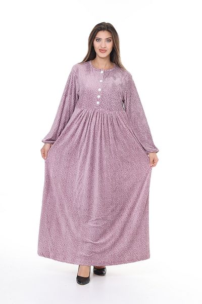 mervemoda Women's Lilac-pointed imported velvet large size long-sleeved dress high quality soft texture fabric