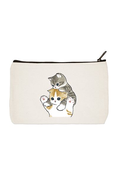 designedfy Sassy Cats Printed υφασμάτινη τσάντα μακιγιάζ, θήκη για στυλό, τσάντα χειρός, πορτοφόλι