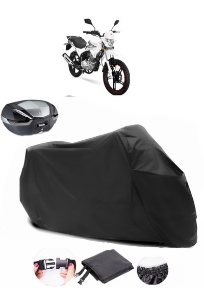 AutoEN Yuki Yk 150-9 Goldfox-S Black Motorcycle Tarpaulin - Waterproof and Durable Rear Bag