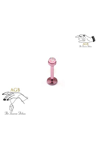 agbtasarım PINK COLORED "lip, Nose, Cartilage, Ear", "medusa", "labret" SYNTHETIC OPAL STONE Piercing