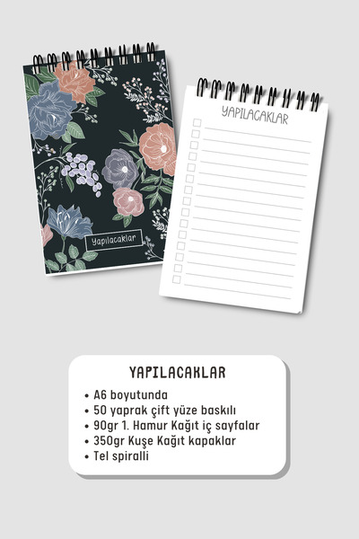 Eldesen Tasarım Do List A6 Notebook with Flexible Cardboard Cover, Mini Notebook