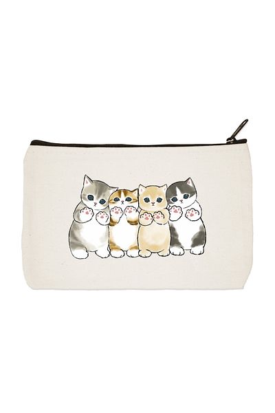 designedfy Cat Typhoon Printed υφασμάτινη τσάντα μακιγιάζ, θήκη για στυλό, τσάντα χειρός, πορτοφόλι