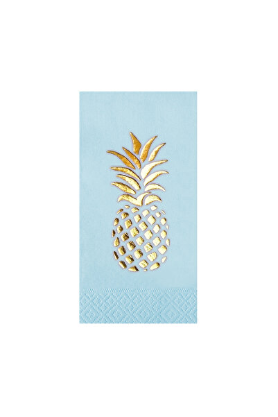 Story 33X33 cm Gold Foil Pineapple Tropical Party Patterned 16-Piece Light Bl...