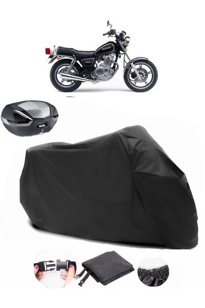 AutoEN حقيبة سوزوكي GN 250 الخلفية متوافقة مع القماش المشمع الأسود للدراجات النارية المقاوم للماء