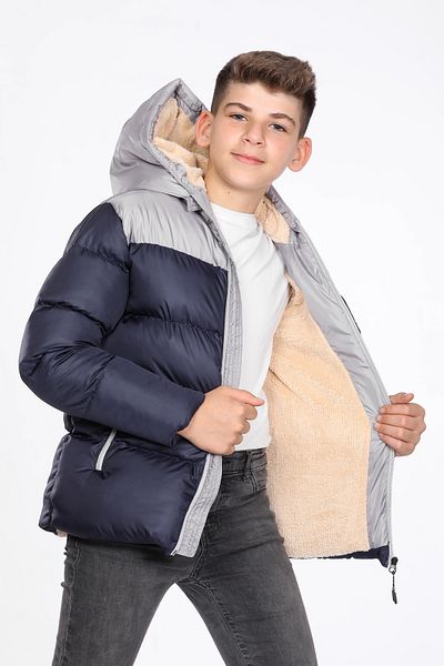 VODENS Palton pentru băiat, albastru bleumarin, impermeabil, cu fleece groase în interior