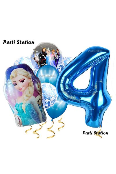Parti Station Frozen Elsa 4 Years Old Balloon Set Frozen Frozen Elsa Concept Birthday Party Helium Balloon Bouquet