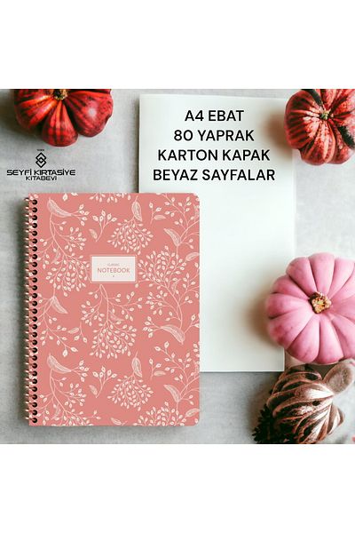 SEYFİKİRTASİYE STRIPED A4 SIZE 80 SHEETS CARTON COVER WIRE NOTEBOOK WHITE COLOR 60 GR PAPER