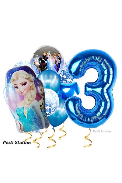 Parti Station Frozen Elsa 3 Yaş Balon Set Karlar Ülkesi Frozen Elsa Konsept Doğum Günü Parti Helyum Balon Buketi