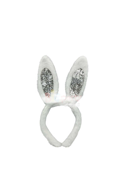 kidspartim Ureche de iepure Pluș Argintiu Coroană albă