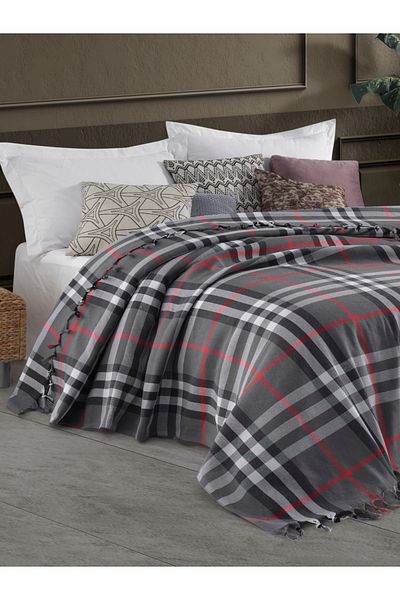 Lux Touch Scott Anthracite Double Pique - 200x230 cm Βαμβακερό κάλυμμα καναπέ-κρεβάτι