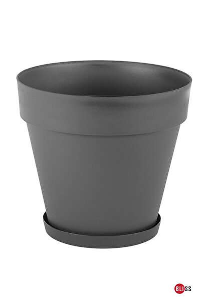 Bliss 23 lt Antrasit Renk Tabaklı Izgaralı Dekoratif Plastik Yalı Saksı