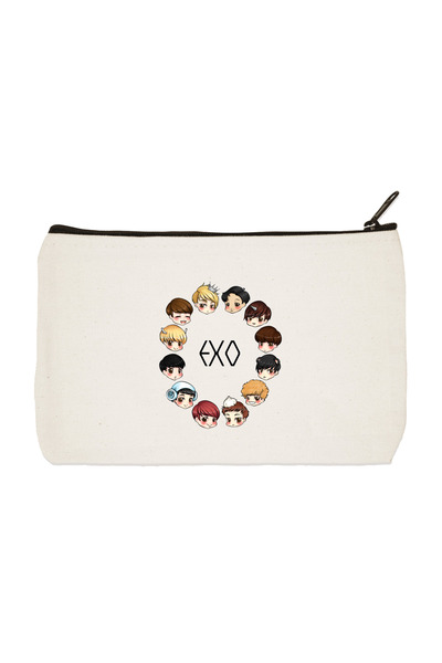 designedfy حقيبة مكياج من القماش المطبوع من إكسو، وحامل أقلام، وحقيبة يد