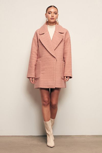 Sateen Wide Pocket Boucle Coat - PUDRA