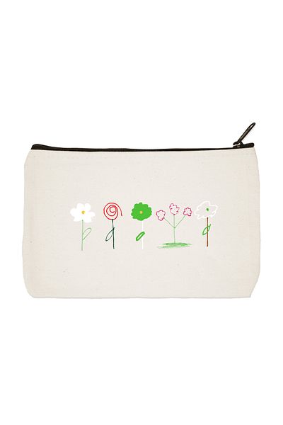 designedfy Flowers Printed υφασμάτινη τσάντα μακιγιάζ, θήκη για στυλό, τσάντα χειρός