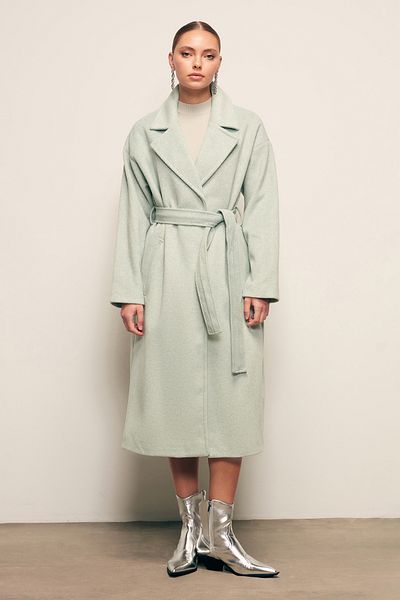 Sateen Belted Shabby Coat - Mint