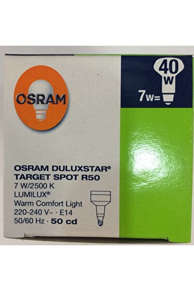 Osram R50 SPOT AMPUL - 7w=40w Sarı 2500 Kelvin TASARRUFLU LAMBA - E14 İNCE DUYLU
