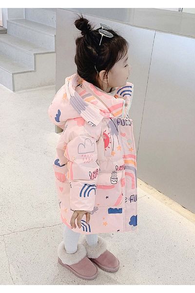 naynes Winter Down Coats for Girls, Hooded Fleece Jacket (110 cm-4 Years / Leisure Pink)